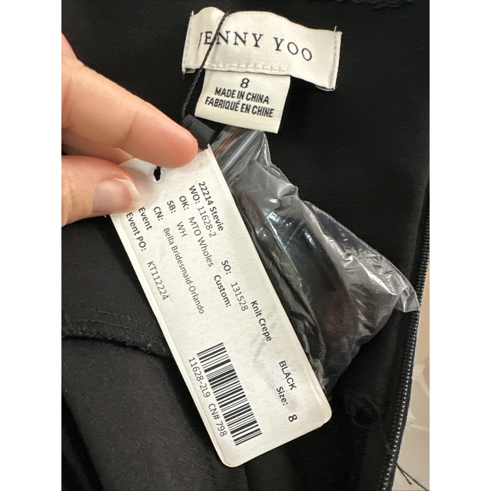 NWT JENNY YOO Stevie Bridesmaid Holiday NYE Dress Black Size 8 Black Tie Formal - Picture 3 of 10